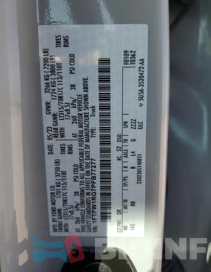 1FTFW1RG7PFB77277 Photo# 13