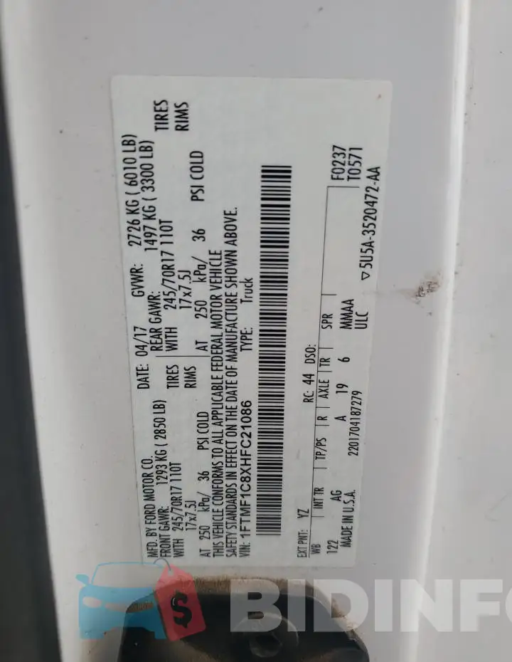 1FTMF1C8XHFC21086 Photo# 12