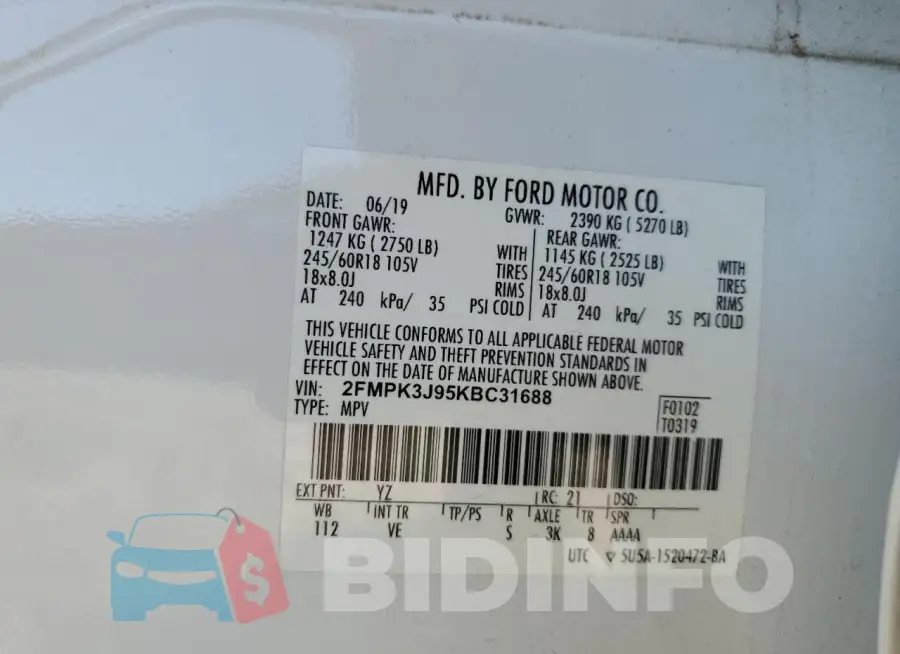 2FMPK3J95KBC31688 Photo# 13