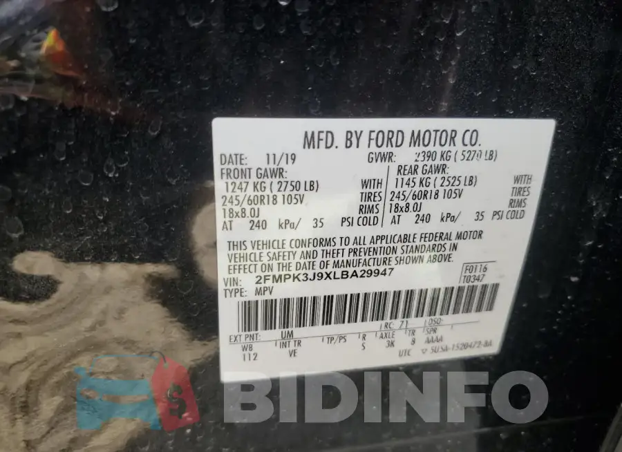 2FMPK3J9XLBA29947 Photo# 14