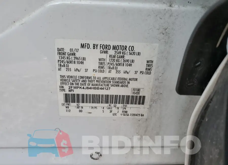 2FMPK4J84HBB44127 Photo# 13