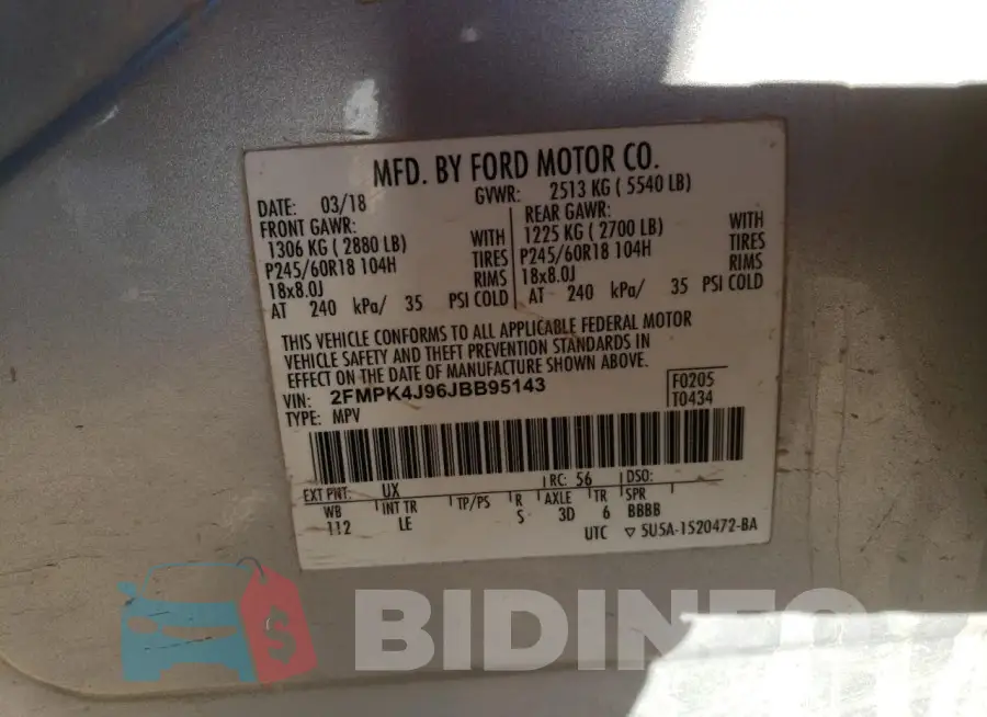 2FMPK4J96JBB95143 Photo# 13