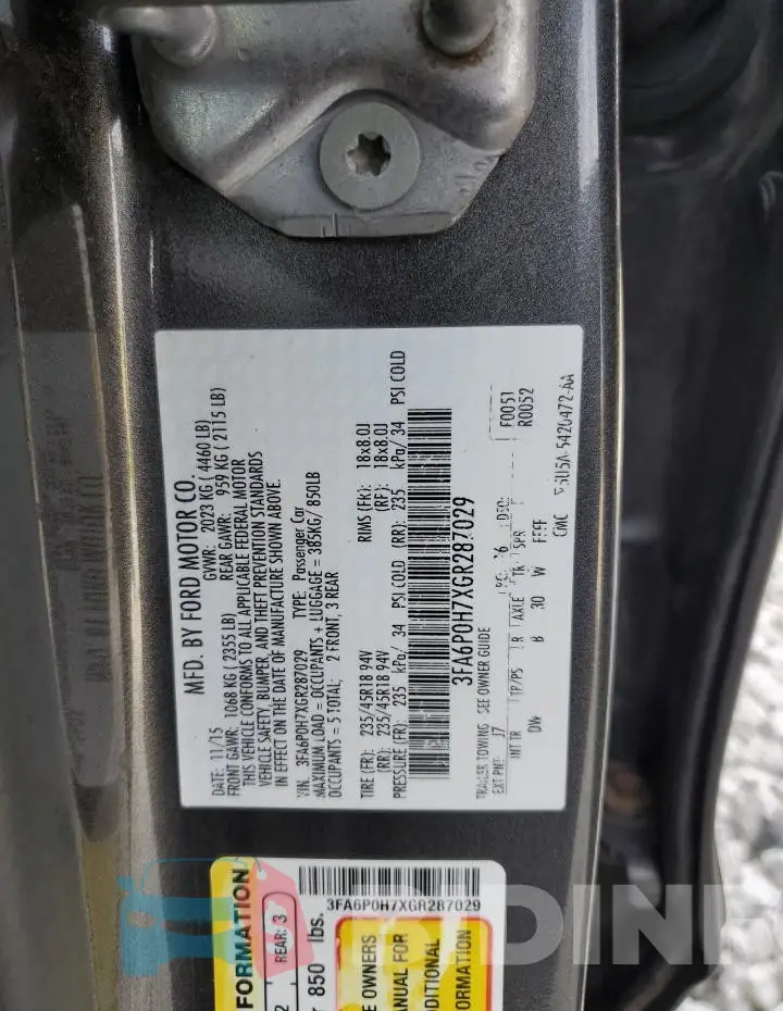 3FA6P0H7XGR287029 Photo# 12