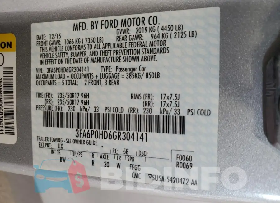 3FA6P0HD6GR304141 Photo# 13