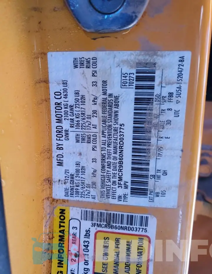 3FMCR9B60NRD03775 Photo# 14