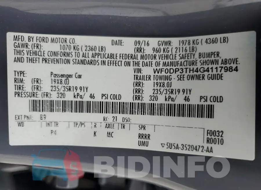 WF0DP3TH4G4117984 Photo# 12
