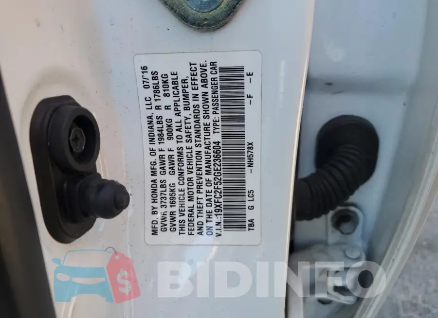 19XFC2F52GE236604 Photo# 12