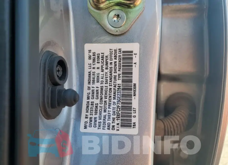 19XFC2F75GE232841 Photo# 12