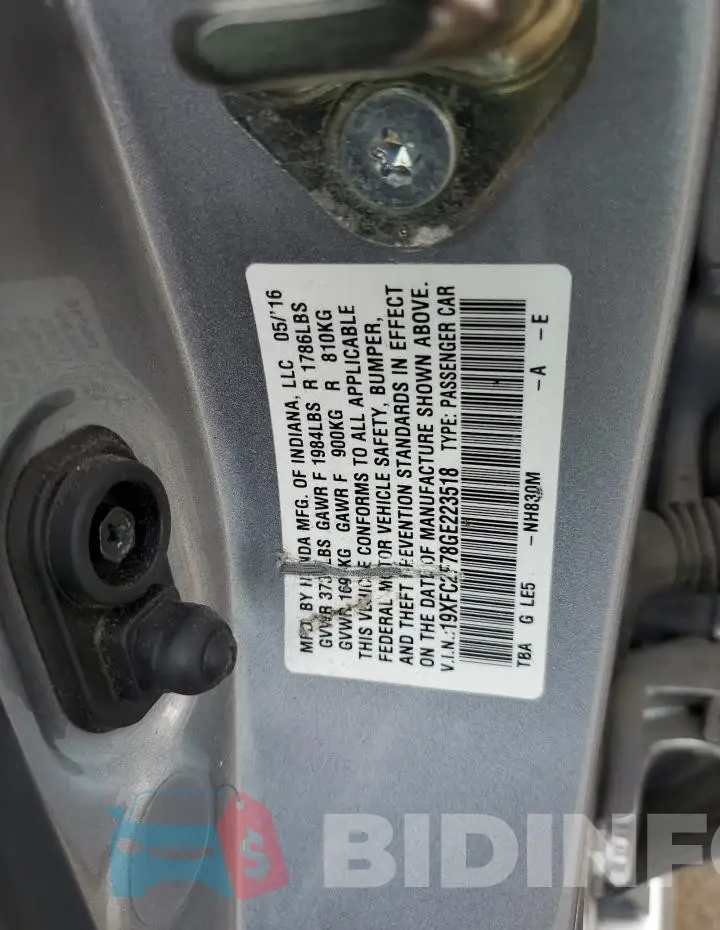 19XFC2F78GE223518 Photo# 13