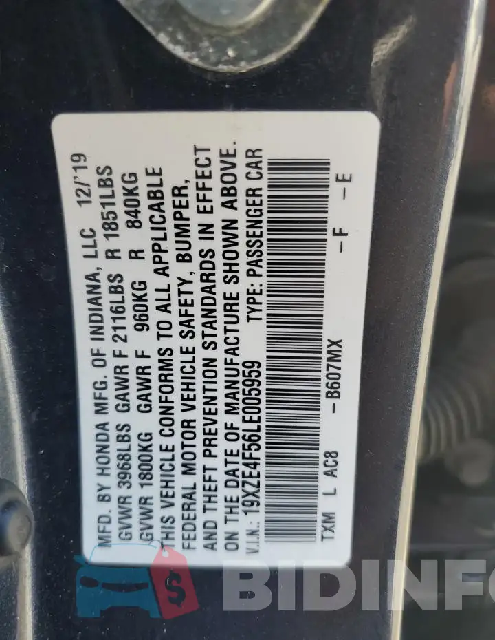 19XZE4F56LE005959 Photo# 12
