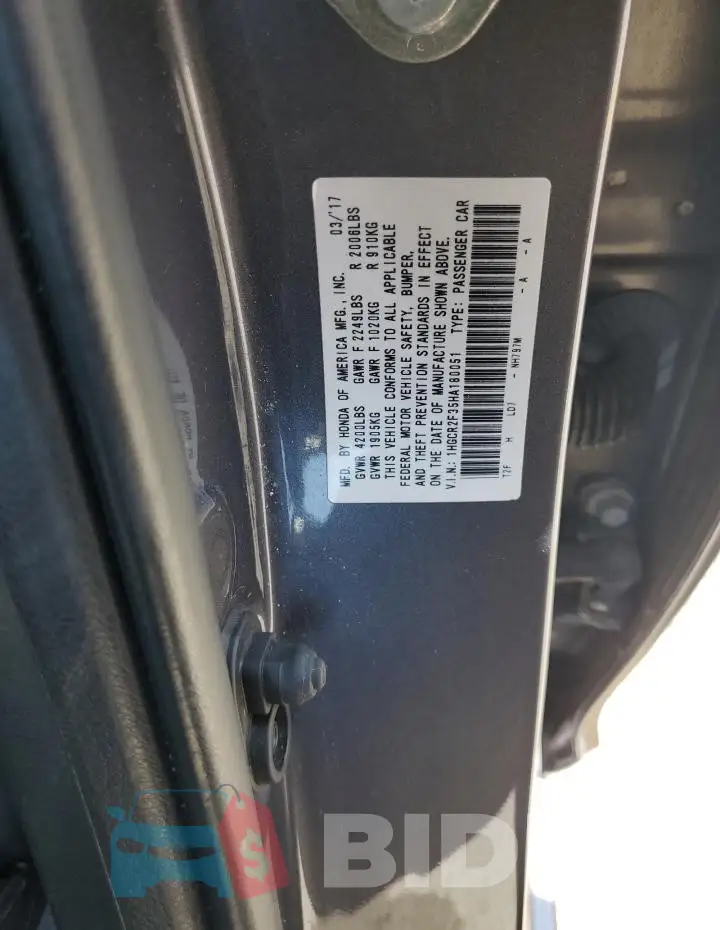 1HGCR2F35HA180051 Photo# 12