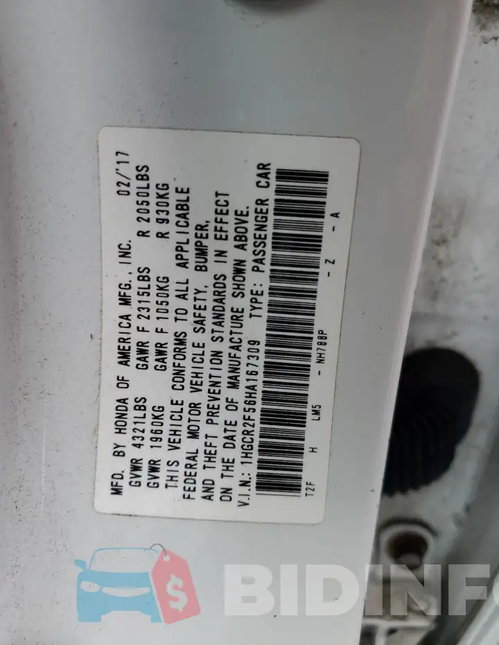 1HGCR2F56HA167309 Photo# 12