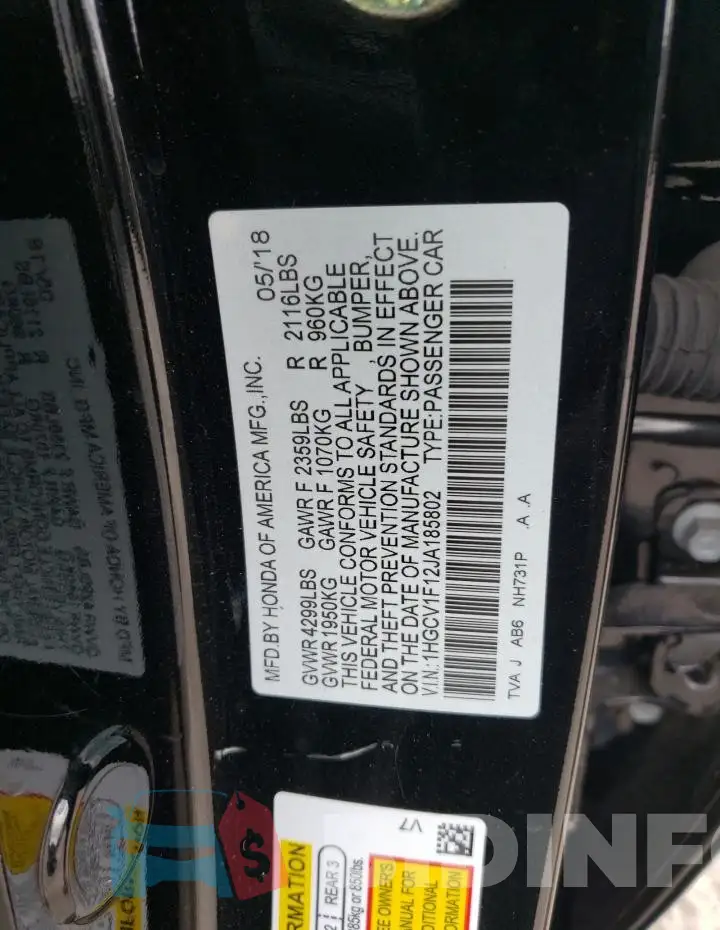 1HGCV1F12JA185802 Photo# 13
