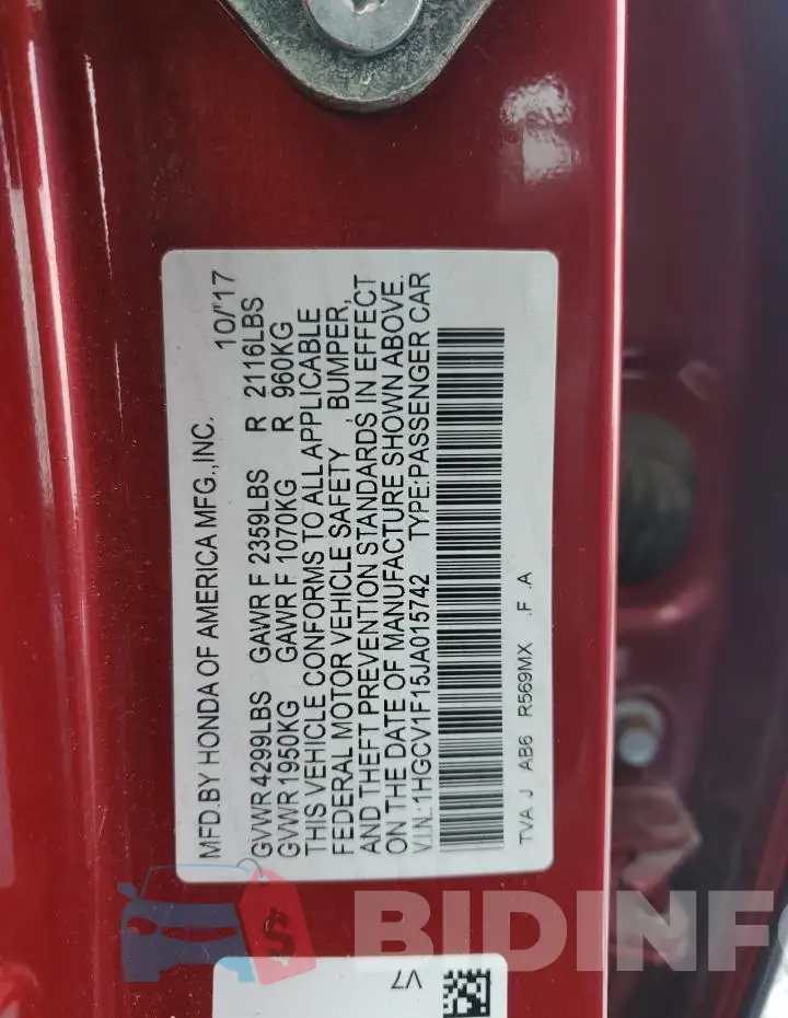 1HGCV1F15JA015742 Photo# 13