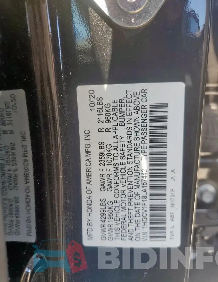1HGCV1F18LA157442 Photo# 13