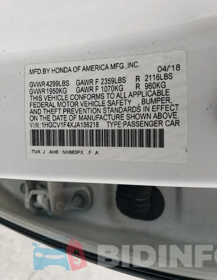 1HGCV1F4XJA156218 Photo# 12
