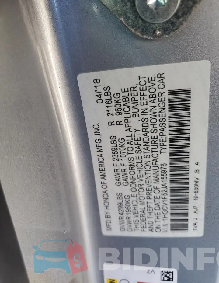 1HGCV1F52JA155976 Photo# 12