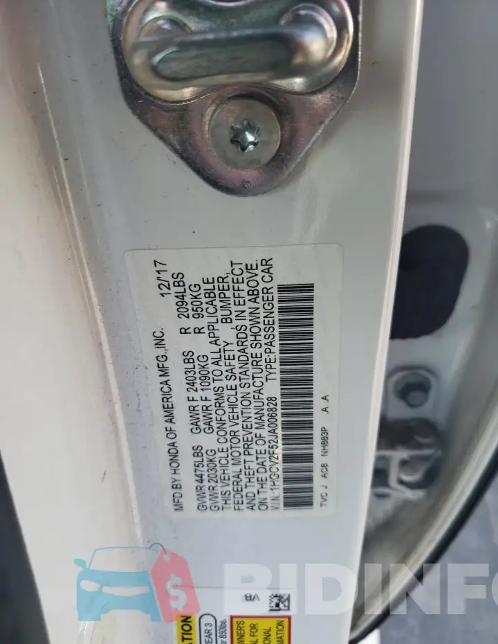 1HGCV2F52JA006828 Photo# 12