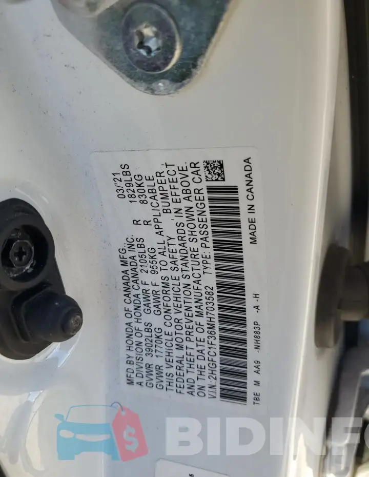 2HGFC1F36MH703582 Photo# 12