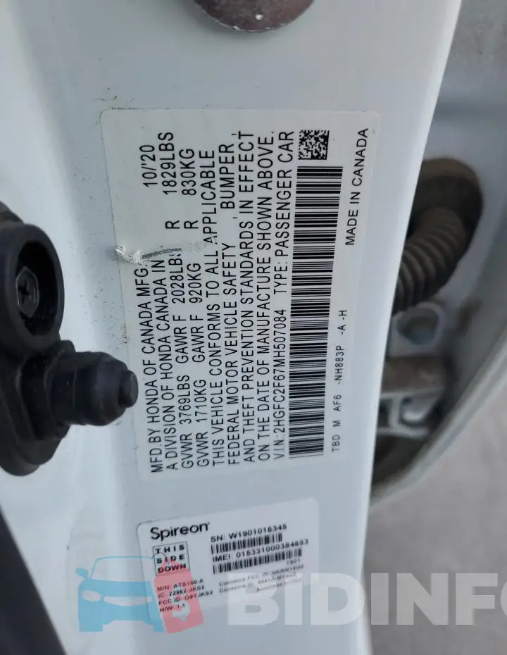 2HGFC2F67MH507084 Photo# 12
