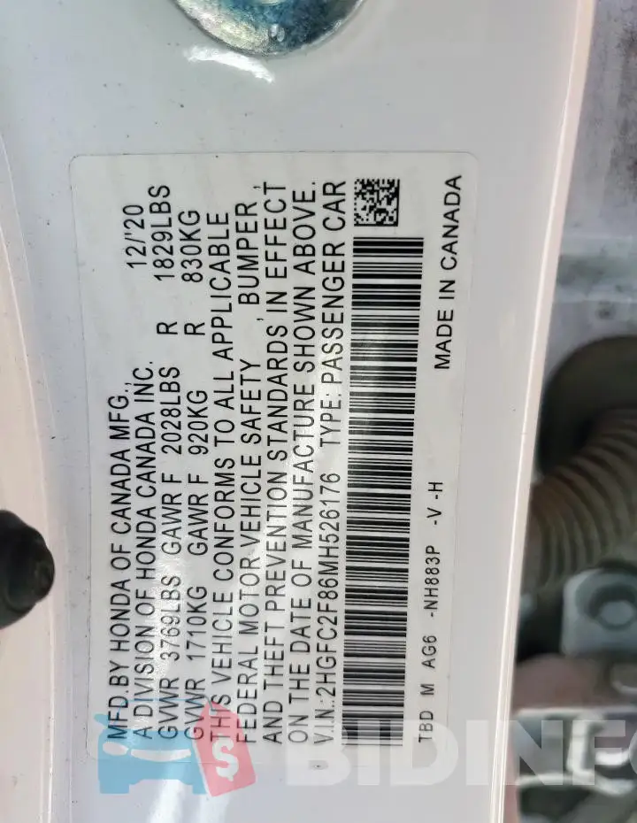2HGFC2F86MH526176 Photo# 13