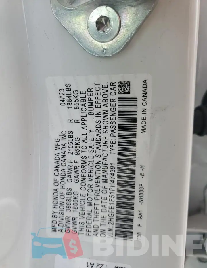 2HGFE1E51PH474391 Photo# 12