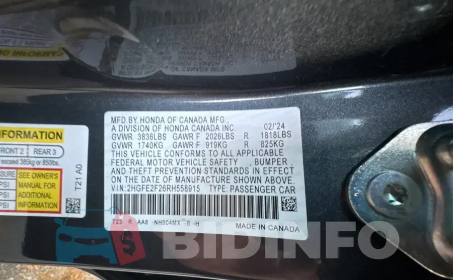 2HGFE2F26RH558915 Photo# 10