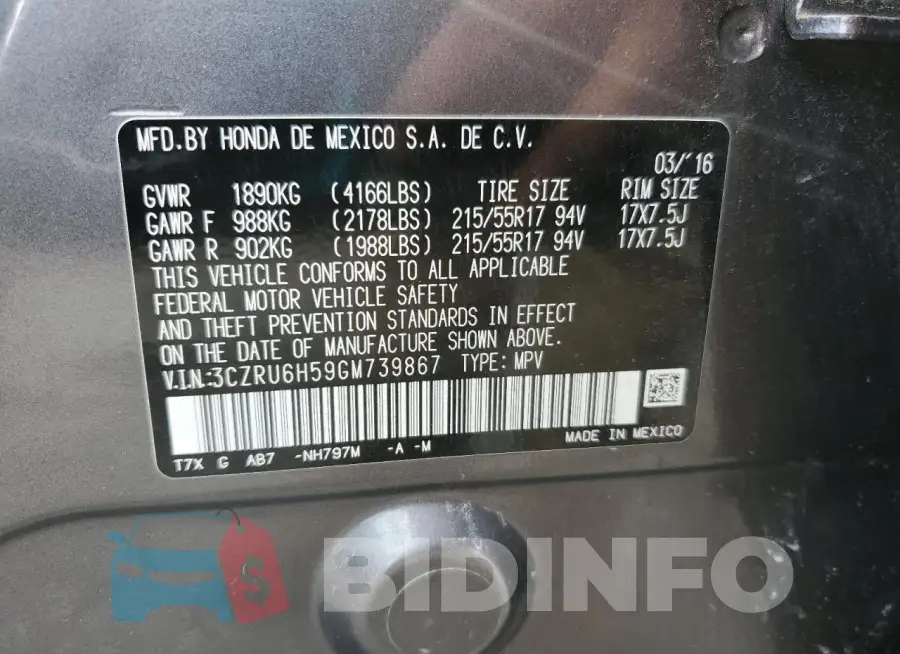 3CZRU6H59GM739867 Photo# 14