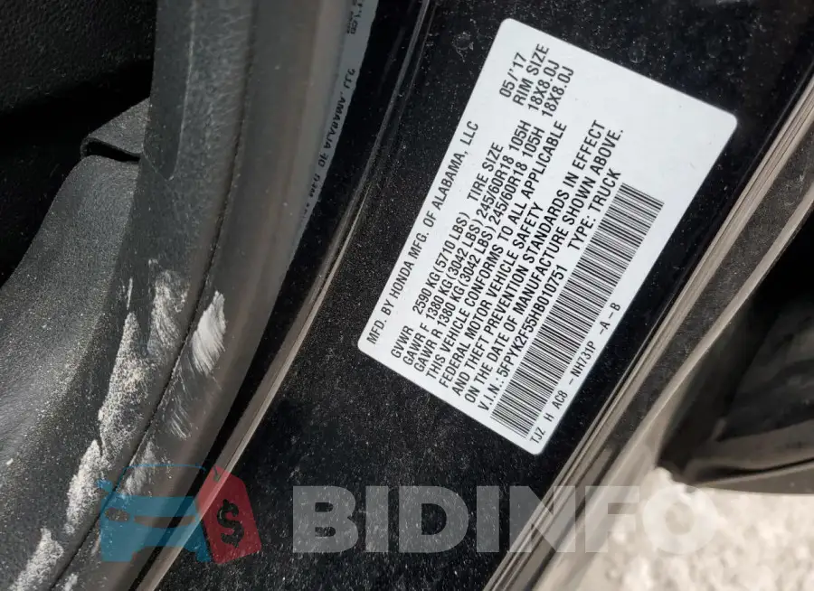 5FPYK2F55HB010751 Photo# 12