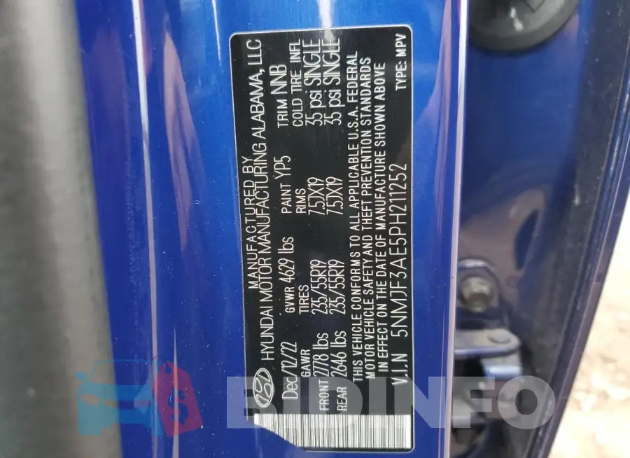 5NMJF3AE5PH211252 Photo# 14