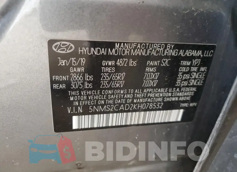 5NMS2CAD2KH078532 Photo# 14