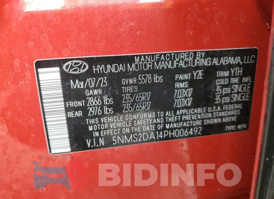 5NMS2DA14PH006492 Photo# 13