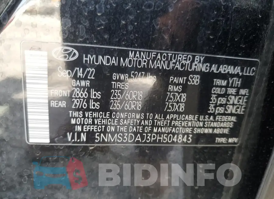 5NMS3DAJ3PH504843 Photo# 13