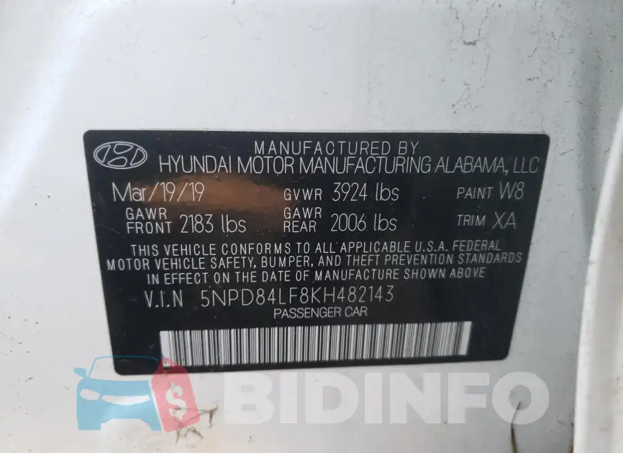 5NPD84LF8KH482143 Photo# 12
