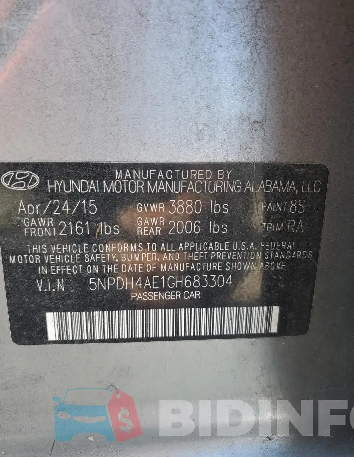 5NPDH4AE1GH683304 Photo# 12