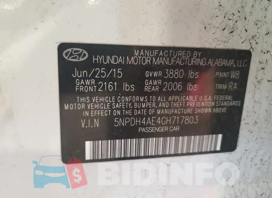 5NPDH4AE4GH717803 Photo# 12