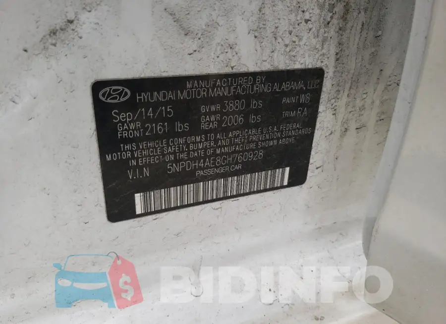 5NPDH4AE8GH760928 Photo# 12