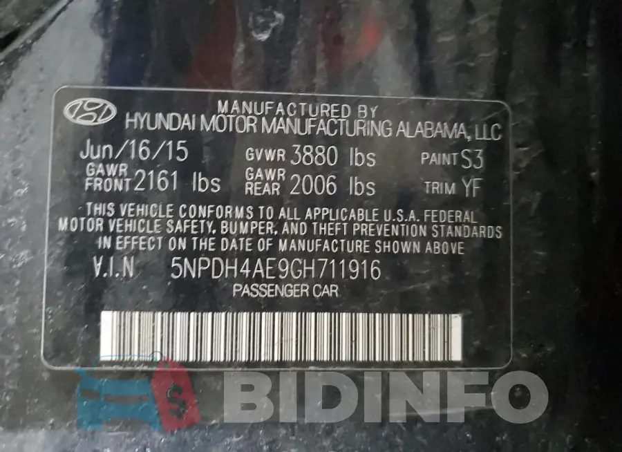 5NPDH4AE9GH711916 Photo# 13
