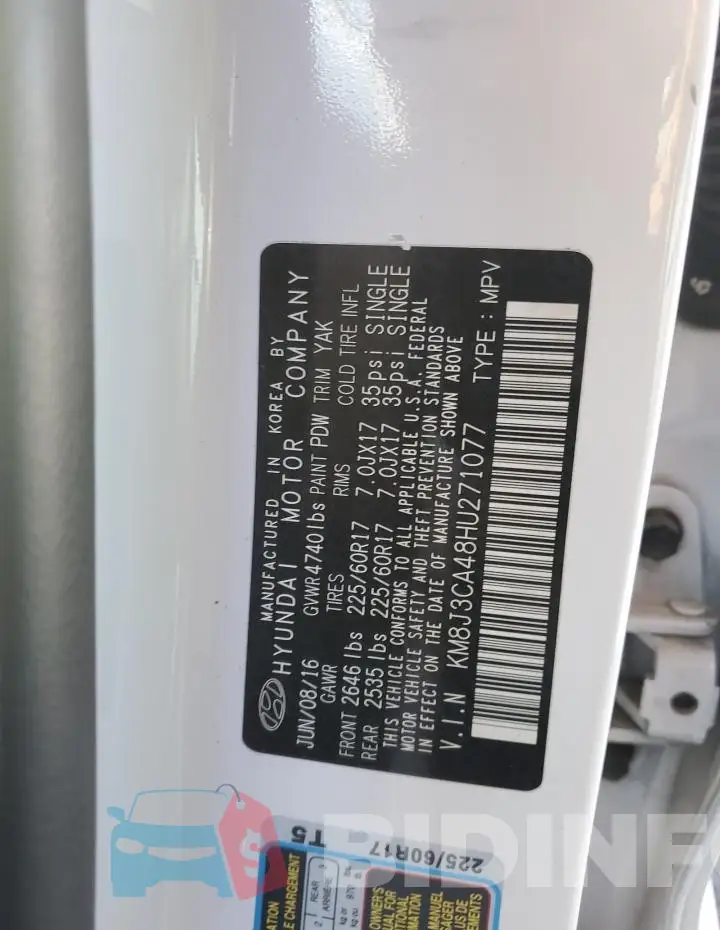 KM8J3CA48HU271077 Photo# 13