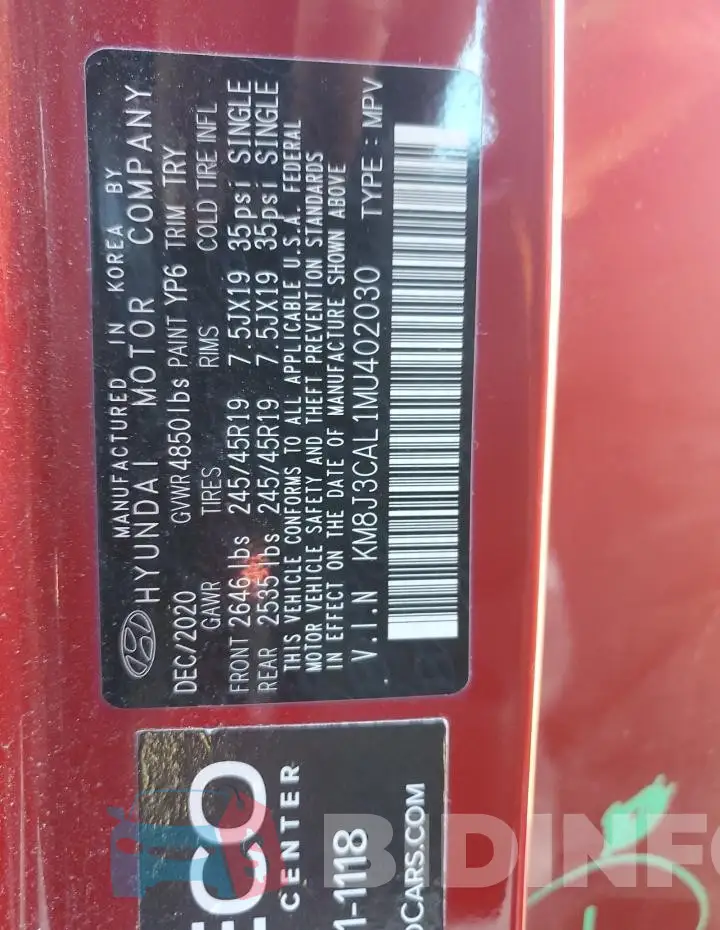 KM8J3CAL1MU402030 Photo# 12