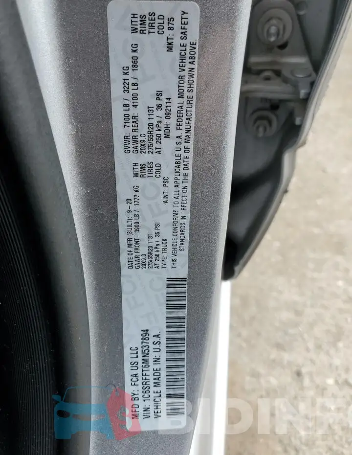 1C6SRFFT6MN537894 Photo# 12