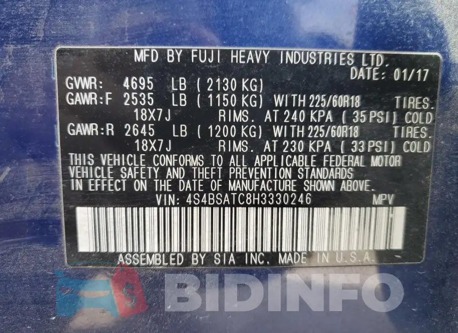 4S4BSATC8H3330246 Photo# 13