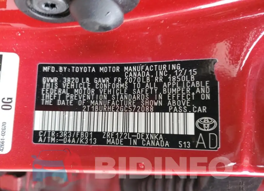 2T1BURHE2GC572088 Photo# 12