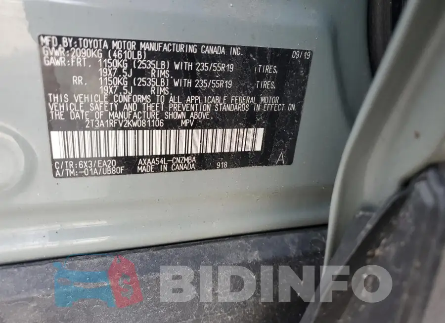 2T3A1RFV2KW081106 Photo# 13