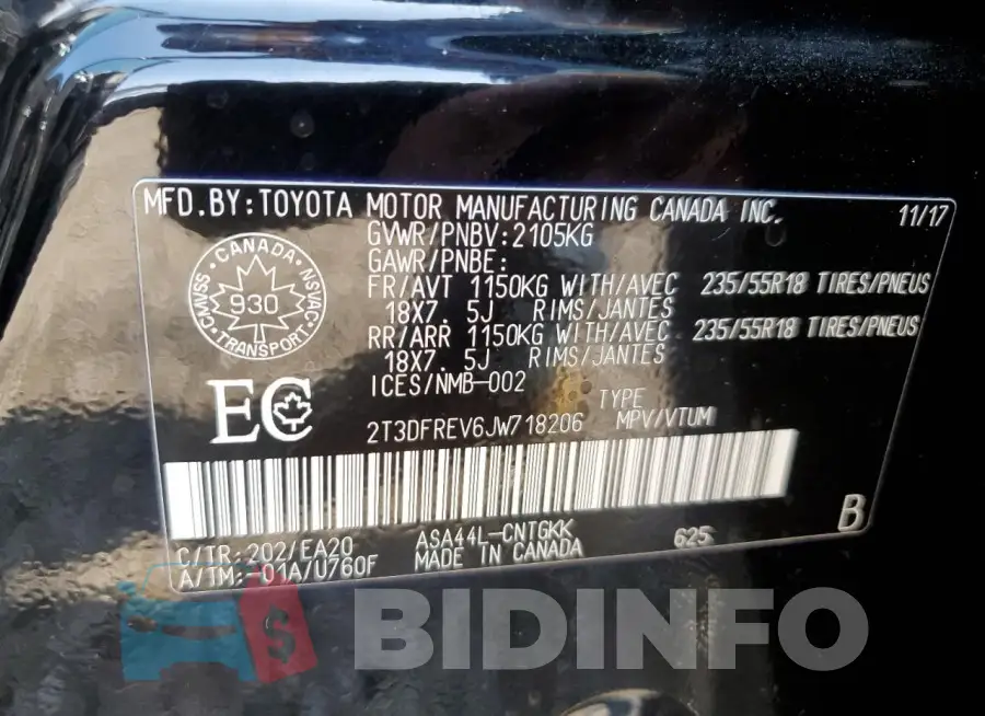 2T3DFREV6JW718206 Photo# 14