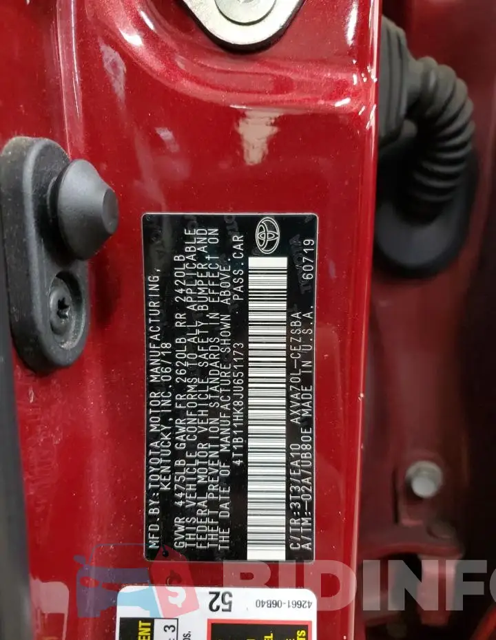 4T1B11HK8JU651173 Photo# 12
