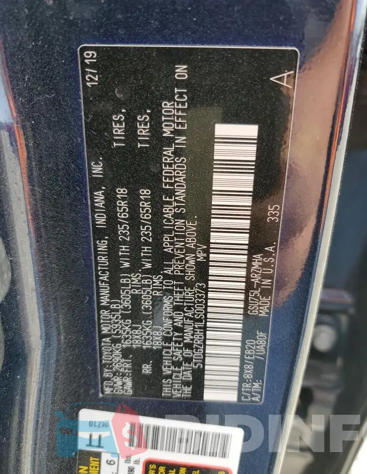 5TDGZRBH1LS003373 Photo# 14