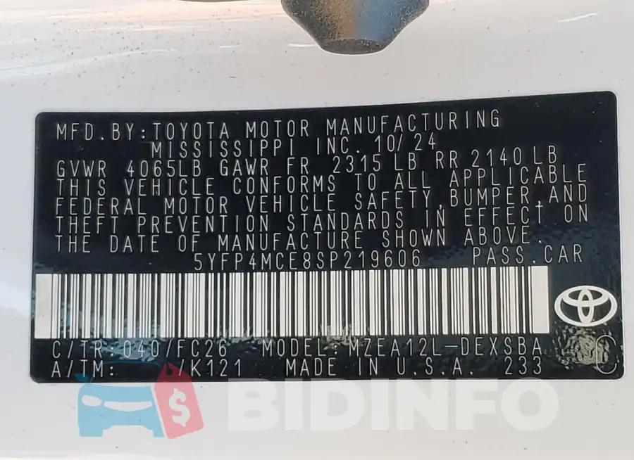5YFP4MCE8SP219606 Photo# 12