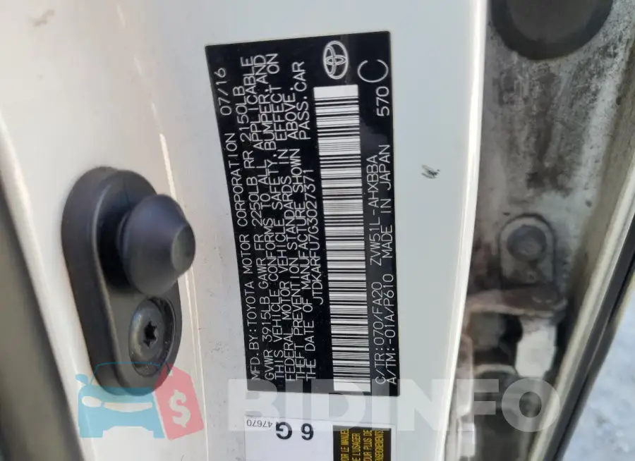 JTDKARFU7G3027371 Photo# 13