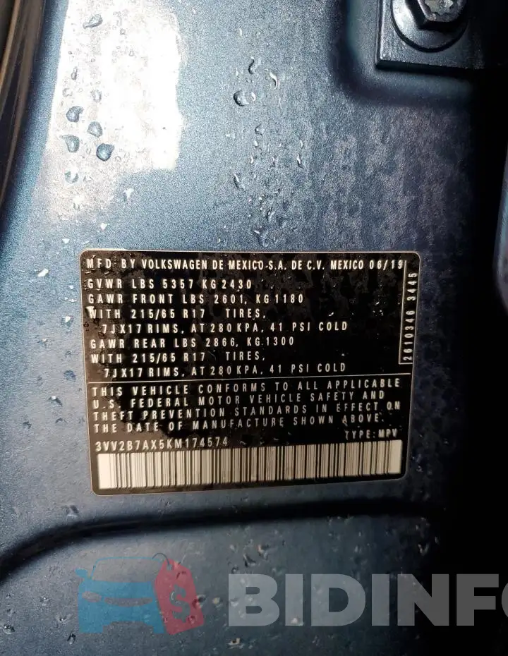 3VV2B7AX5KM174574 Photo# 13